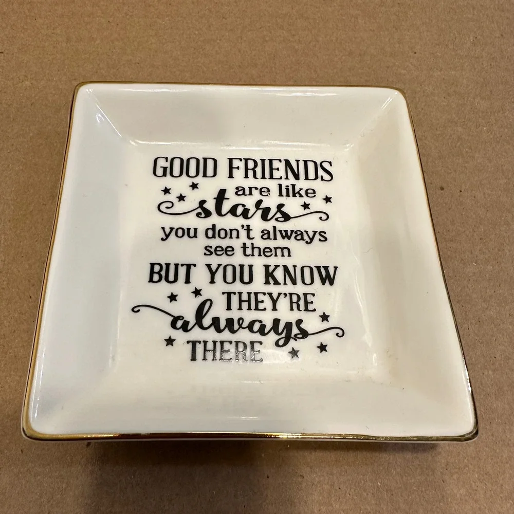 Ceramic Trinket Dish‎ Good Friends Like Stars Keepsake Jewelry Ring Holder